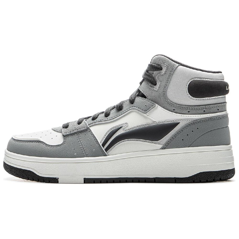 LiNing Tianji SOFT HI Anti-Slip Wear-Resistant Mid-Top Skateboard Shoes Men's White Gray Black