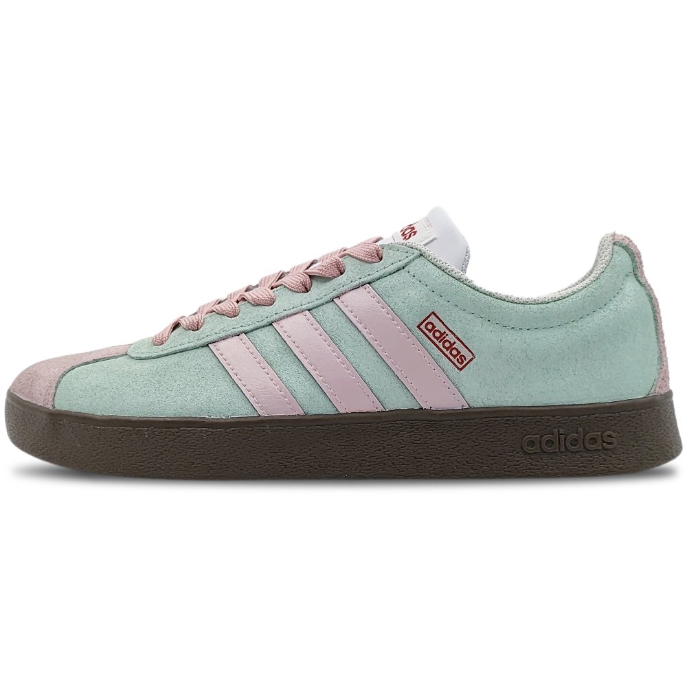 Adidas Neo Vl Court Anti-Slip Wear-Resistant Low-Top Skateboard Shoes Unisex Pink Green