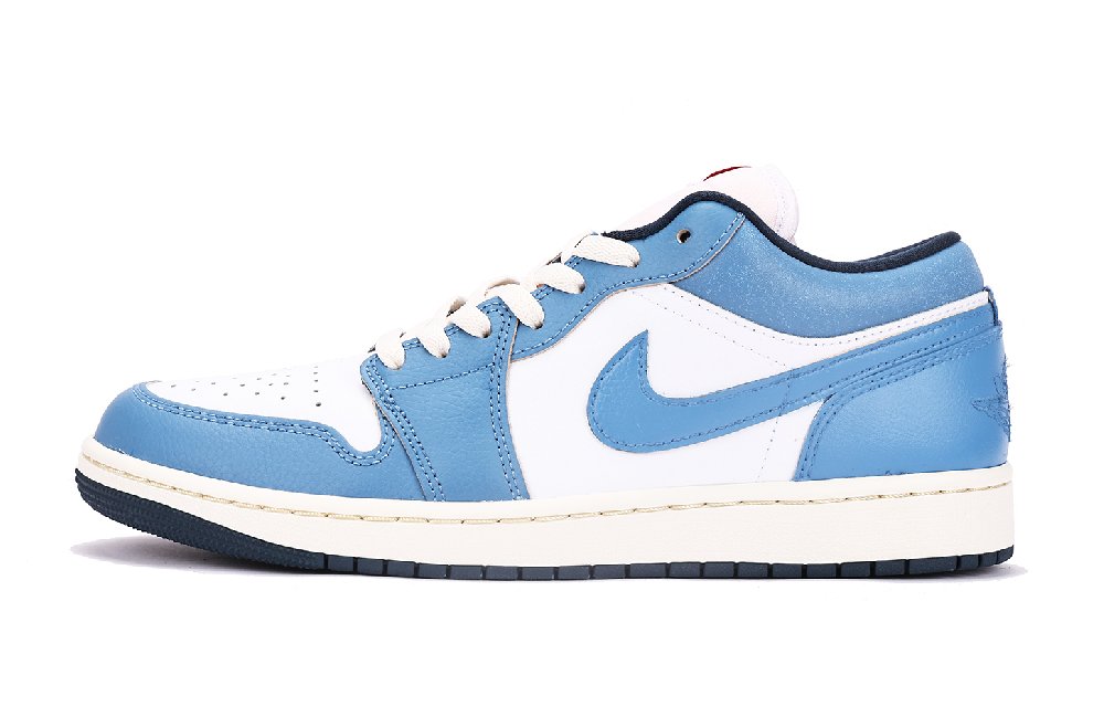 Jordan Air Jordan 1 Anti-Slip Wear-Resistant Low-Top Vintage Basketball Shoes Men's White Blue