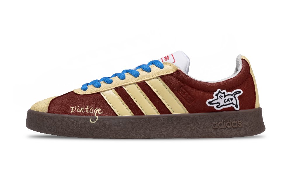 Adidas VL COURT 2.0 Kitten Inspector Cushioning, Wear Resistant Low Top Skateboard Shoes Unisex Dark Red