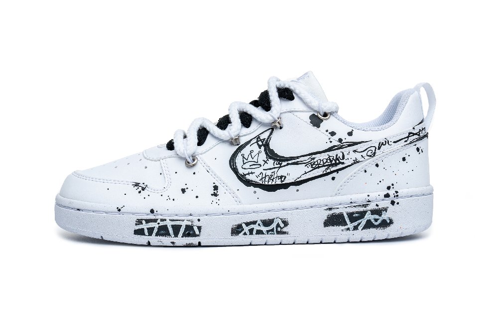 Nike Court Borough Skateboard Shoes Women's Low-Top Black White
