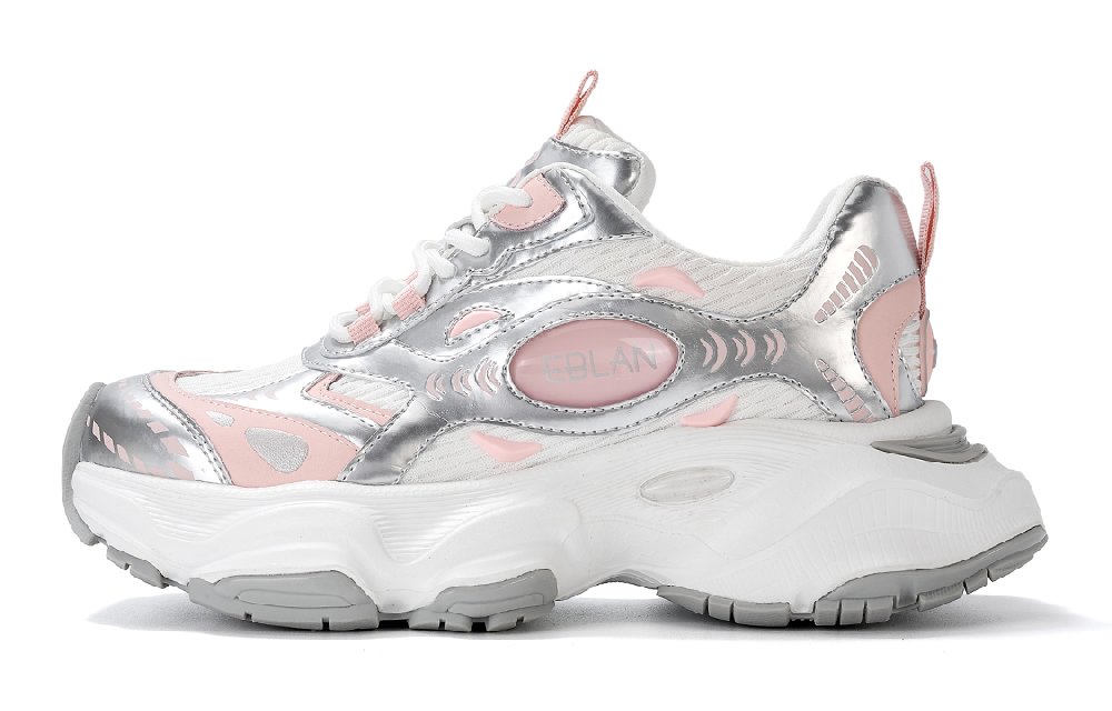 EBLAN Cushioning Wear Resistant Low Top Chunky Sneakers Women's White Pink