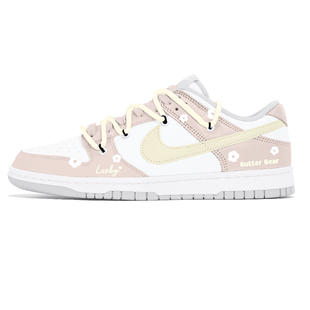 Nike Dunk Lemon Joy Slip Resistant Low Top Skateboard Shoes Women's Pink White