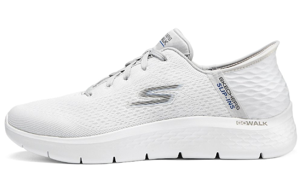 Skechers Go Walk Fle Hands Free Slip Ins Shock Absorbers Low Top Casual Shoes Men's White Gray