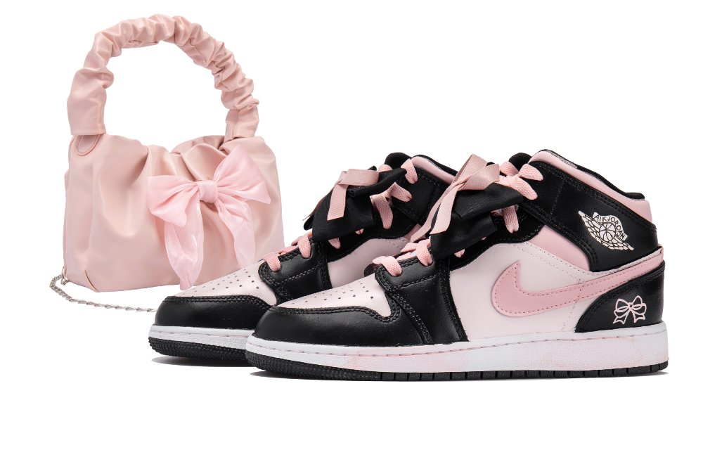 Jordan Air Jordan 1 Low Top Vintage Basketball Shoes Women's Black Pink