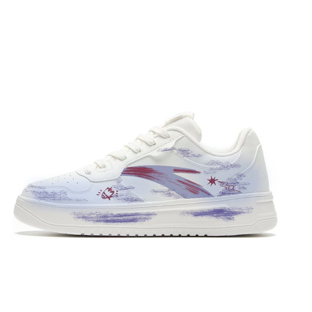 Anta Relaxed Abrasion Resistant, Lightweight, And Breathable Low Top Skateboard Shoes Men's White Purple