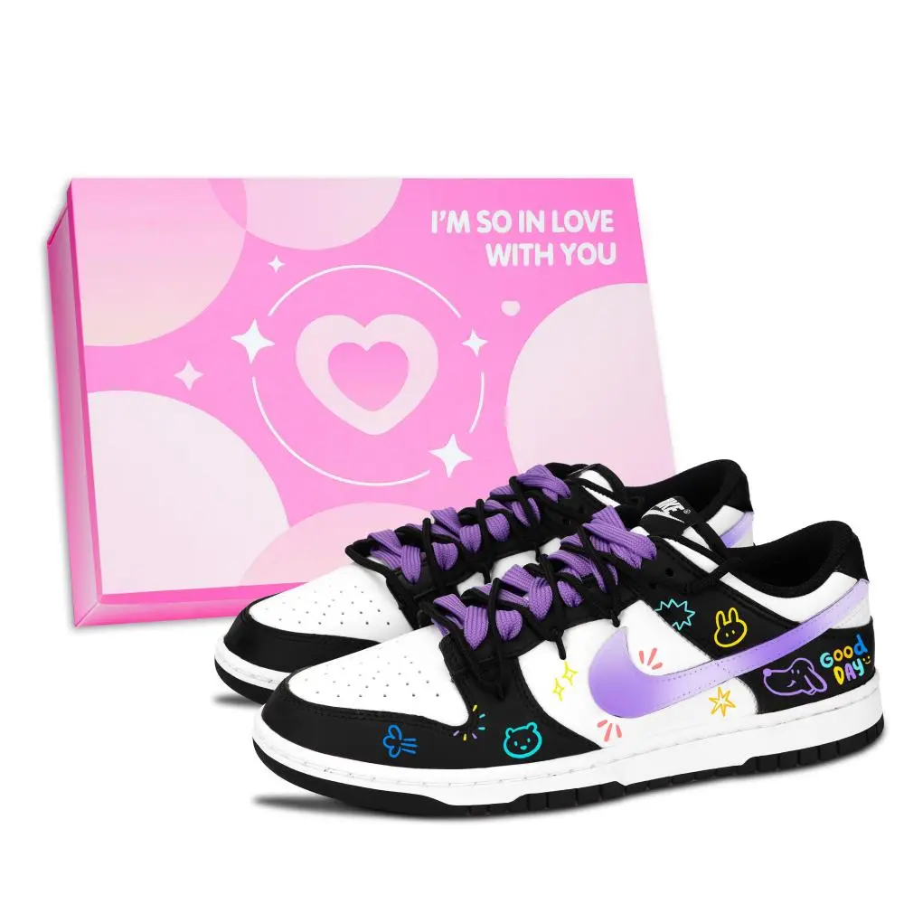 Nike Dunk Skateboard Shoes Unisex Low top White/Purple/Black