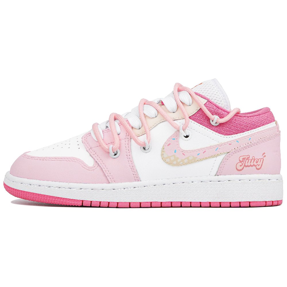 Jordan Air Jordan 1 Low Top Vintage Basketball Shoes GS White Pink