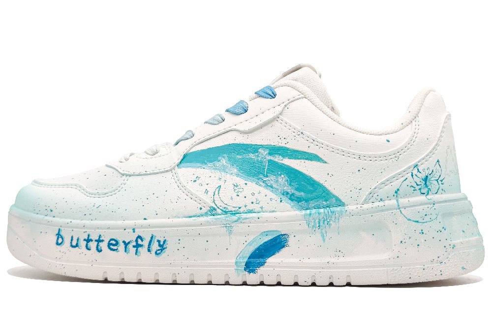 Anta Life Collection Anti Slip And Wear Resistant Lightweight Low Top Skateboard Shoes Women's Blue Pink Mismatched