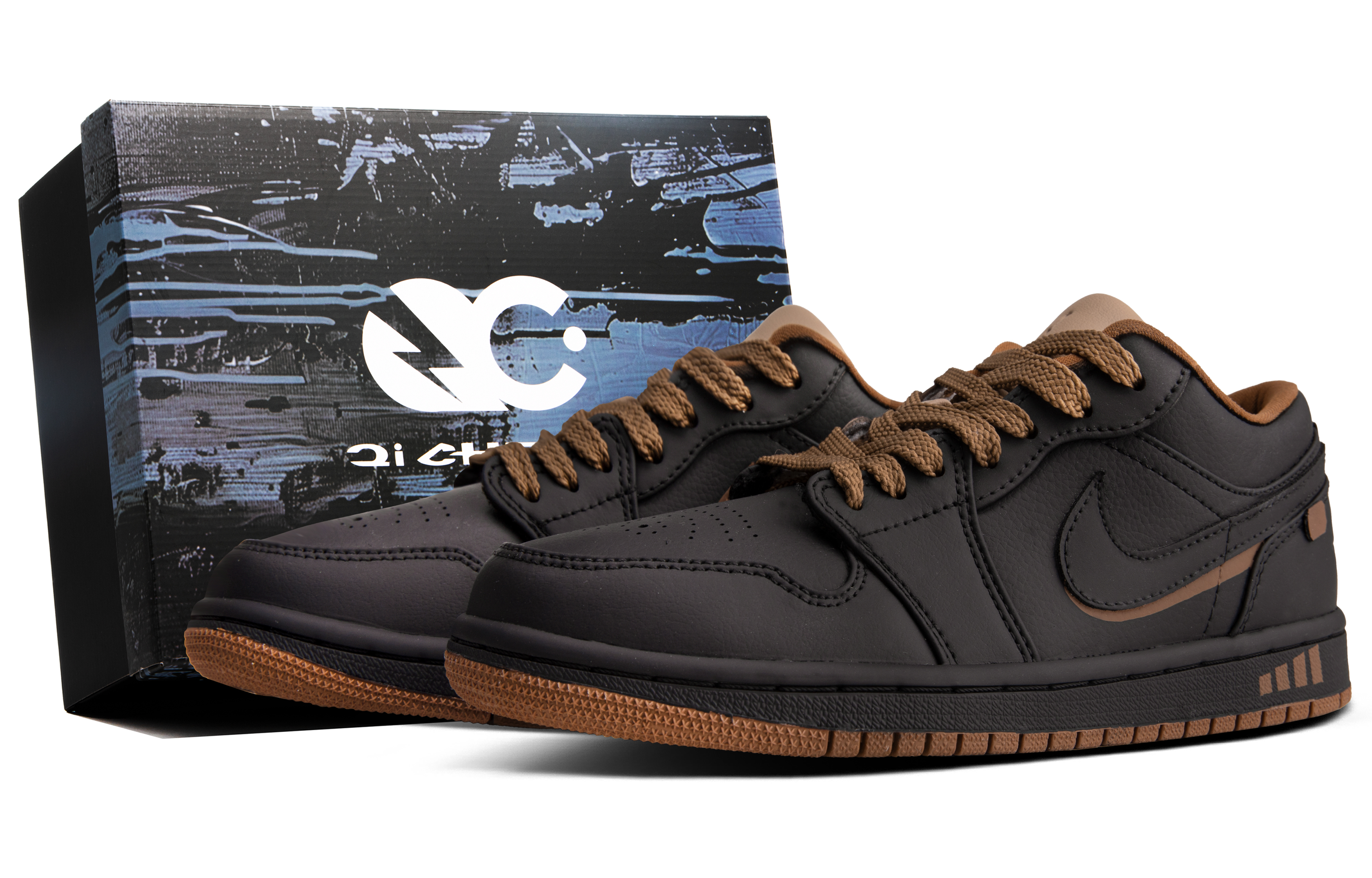 Jordan Air Jordan 1 Vintage Basketball Shoes Men's Low top Black/Brown