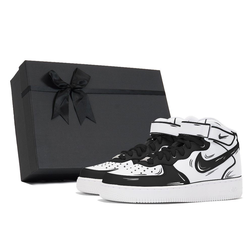 Nike Air Force 1 Coverage Anti-Slip And Wear-Resistant Mid-Top Skateboard Shoes Men's White Black