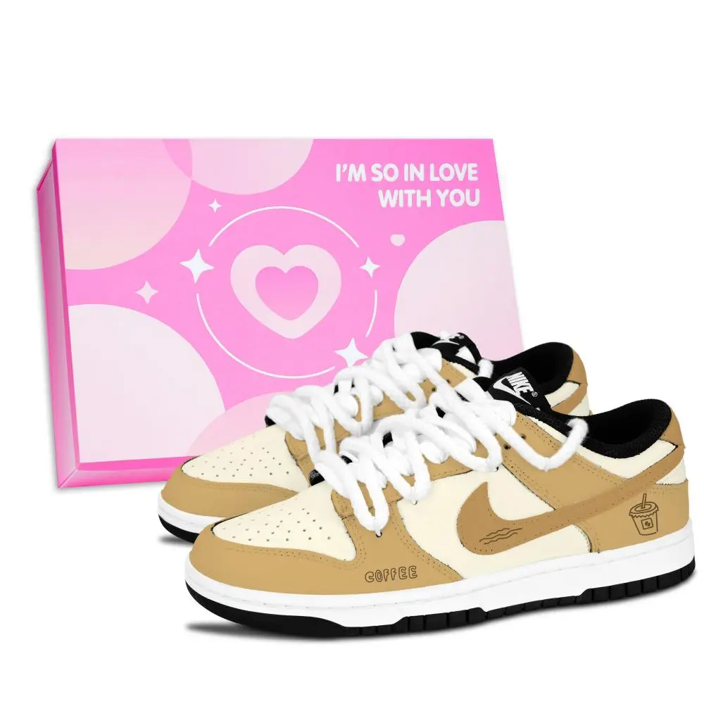 Nike Dunk Black White, Coffee Tale Abrasion Resistant Slip Resistant Low top Skateboard Shoes Unisex