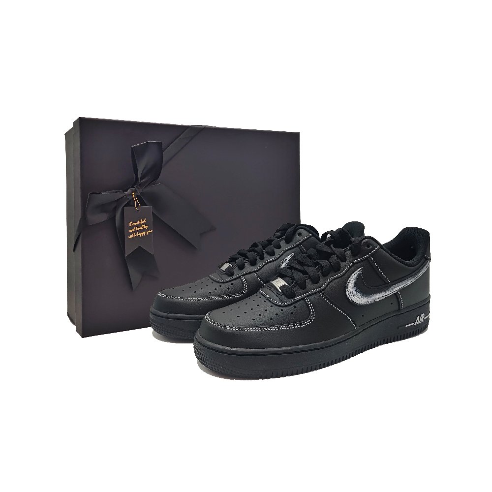 Nike Air Force 1 Shadow Dance Iridescent Anti-Slip Wear-Resistant Low-Top Skateboard Shoes Unisex Black White