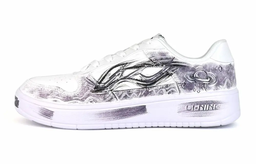 LiNing Pontoon Boats Coverage Abrasion Resistant Low top Skateboard Shoes Men's Purple White