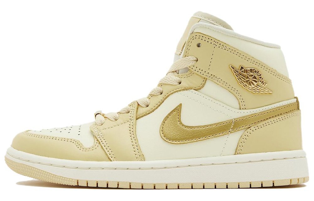 JORDAN 1 Mid Se Pale Vanilla Metallic Gold Women's