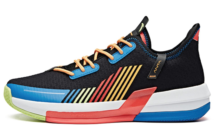 Anta Basketball Collection Laser Cushioning Anti-Slip And Wear-Resistant Low-Top Vintage Basketball Shoes Black Blue