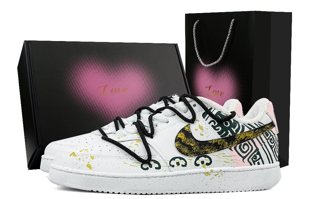 Nike Court Vision 1 Golden Years Box Anti Slip Wear Resistant Low Top Skateboard Shoes Men's Earth Yellow