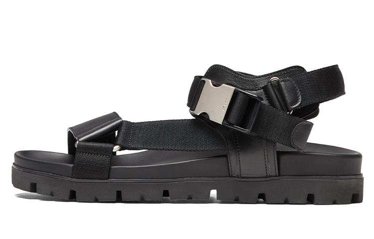 PRADA Crisscross Straps Buckle-Fastening Sandal Black