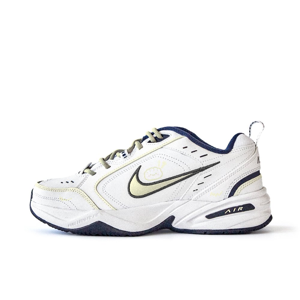 Nike Air Monarch 4 Anti-Slip Wear-Resistant Low-Top Chunky Sneakers Unisex White Yellow