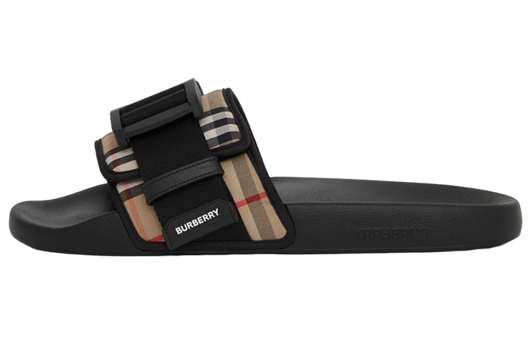 Burberry Vintage Check Buckled Slides Black