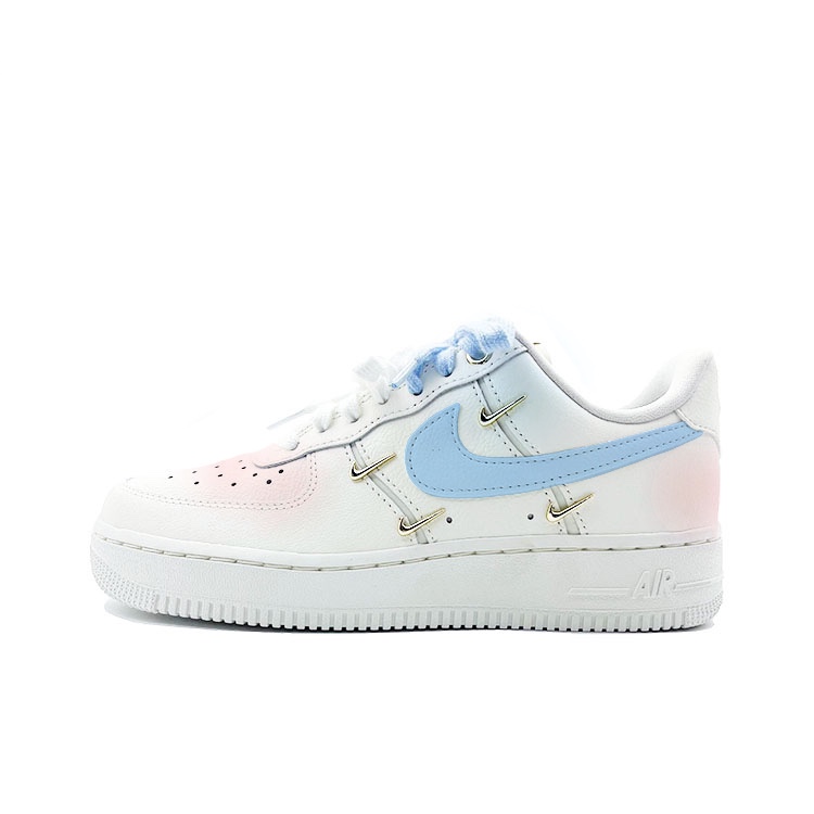 Nike Air Force 1 Begonia Cherry Blossom Abrasion Resistant Low Top Skateboard Shoes Women's White Blue