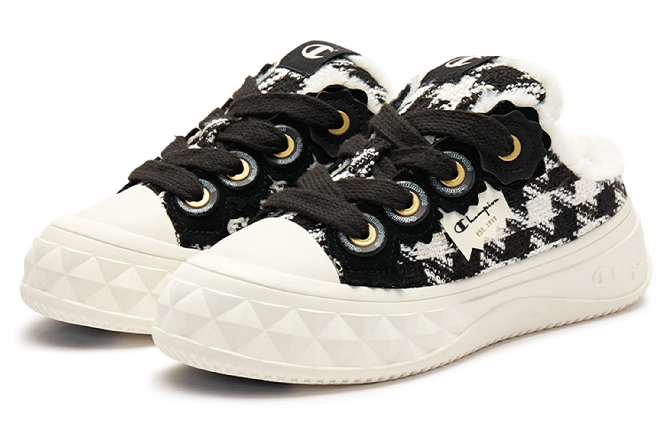 Champion Slip-Resistant Cushioning Low-Top Skateboard Shoes Women's Black White