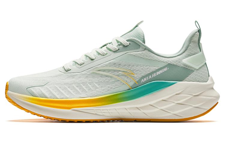 Anta Cushioning Anti Slip Wear Resistant Breathable Lightweight Rebound Low Top Running Shoes Men's Green Yellow