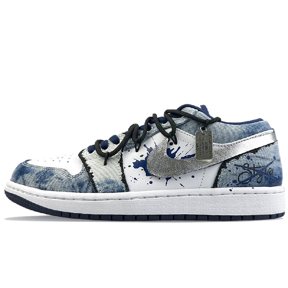 Jordan Air Jordan 1 Low BNK Cushioning Anti-Slip And Wear-Resistant Low-Top Vintage Basketball Shoes Men's White Blue