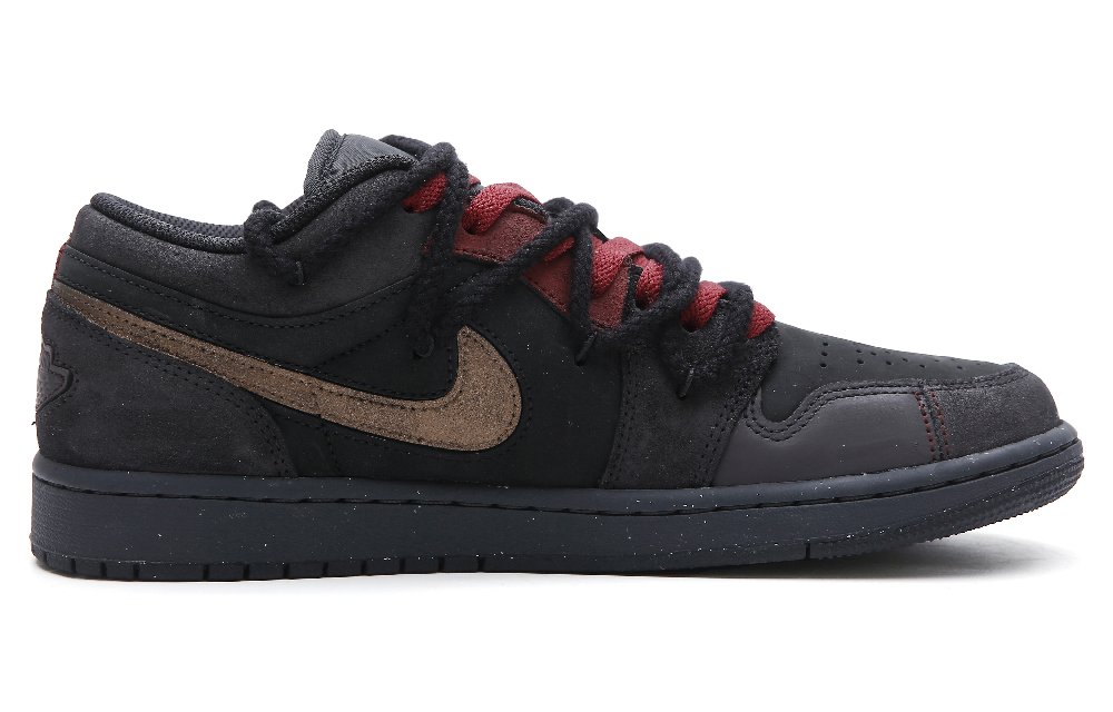 Jordan Air Jordan 1 Slip Resistant Low Top Vintage Basketball Shoes Men's Black Brown