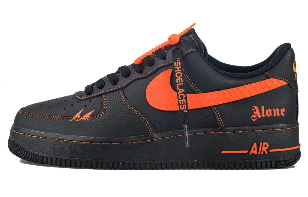 Nike Air Force 1 RISK Lightning Abrasion Resistant Low Top Skateboard Shoes Unisex Black Orange