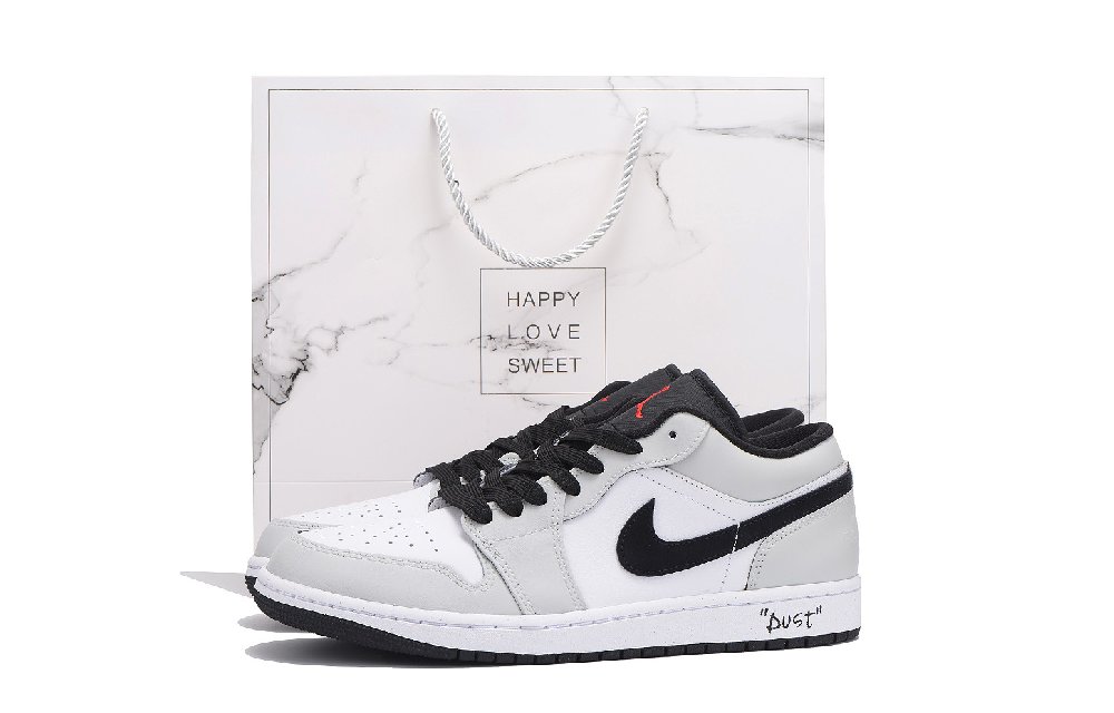 Jordan Air Jordan 1 Anti-Slip Wear-Resistant Low-Top Vintage Basketball Shoes Unisex Light Gray