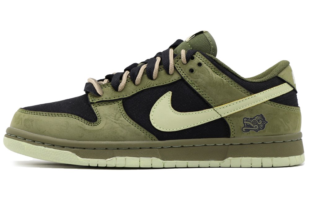 Nike Dunk Low-Top Skateboard Shoes Men's Black Green