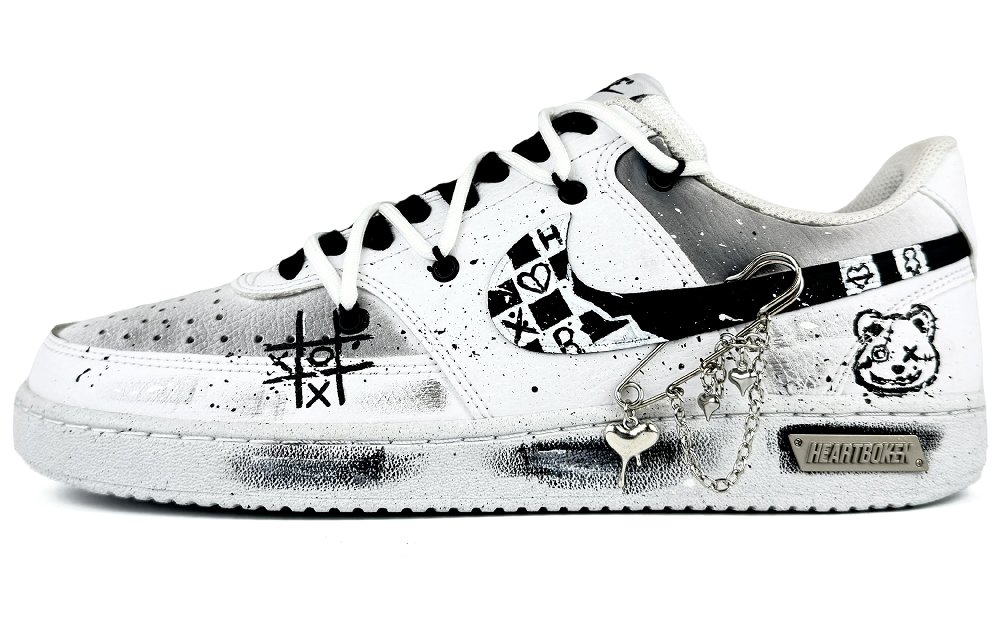 Nike Court Vision 1 Low Low-Top Skateboard Shoes Men's White Black