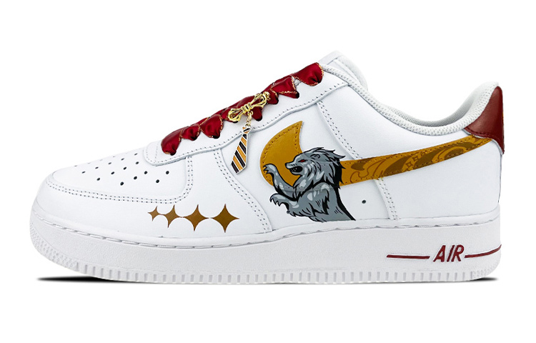Nike Air Force 1 LE Is A Playful Shoe Slip-Resistant Cushioning Wear-Resistant Low-Top Skateboard Shoes GS White Red