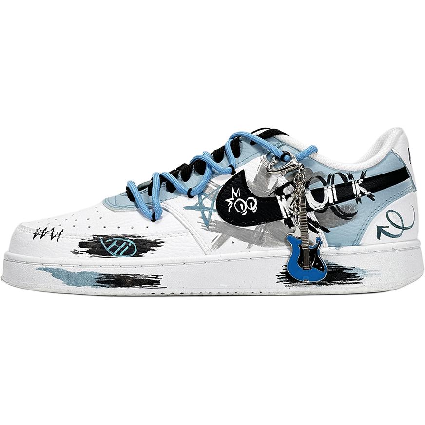 Nike Court Vision 1 Rock Music Festival Abrasion Resistant Low Top Skateboard Shoes Unisex Blue White