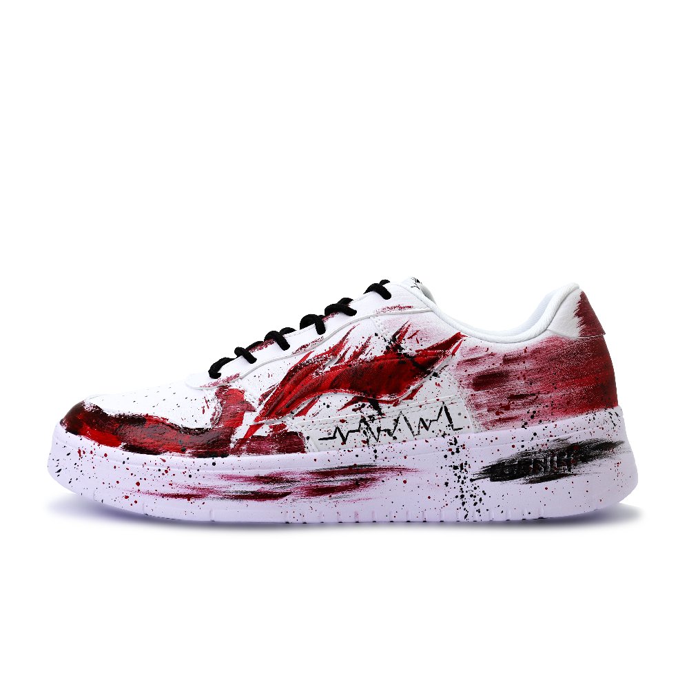 LiNing Pontoon Boats Abrasion Resistant, Lightweight, And Breathable Low Top Skateboard Shoes Unisex White Red Black