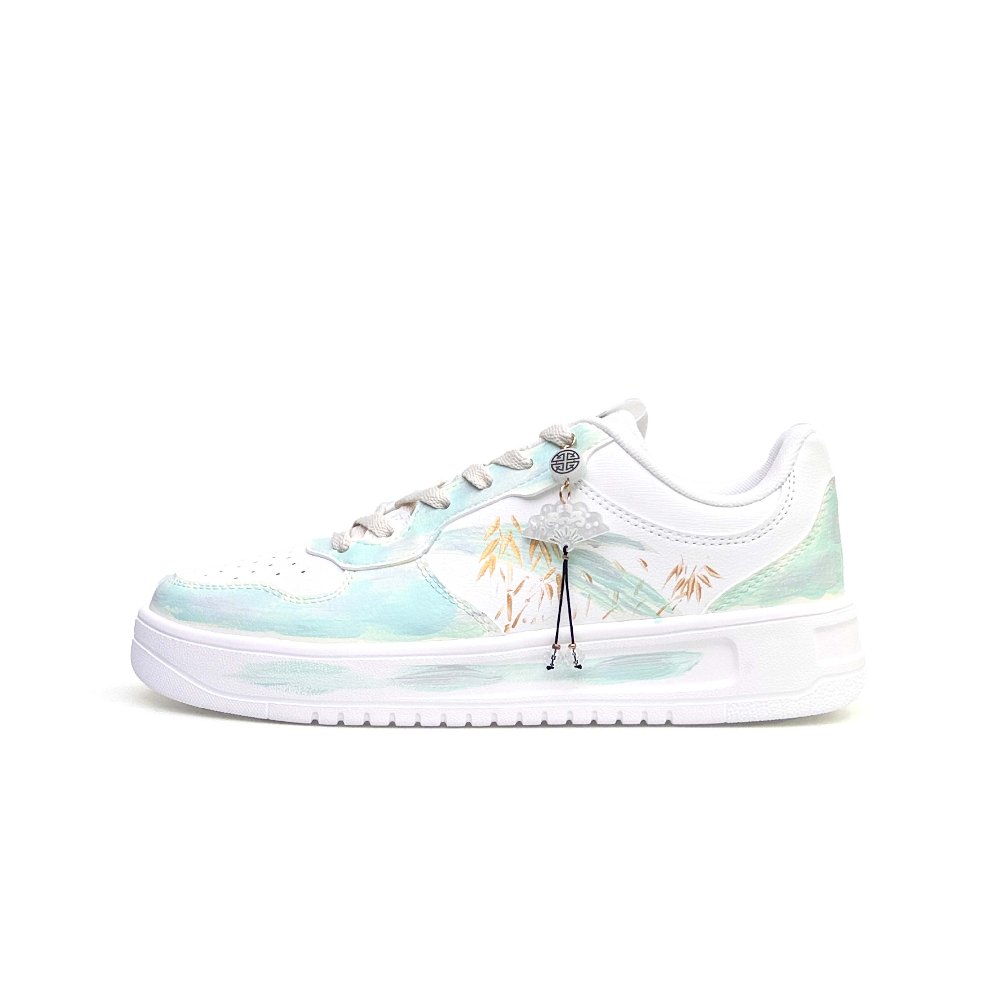 Anta Relaxed Slip Resistant And Abrasion Resistant Coverage Low Top Skateboard Shoes Unisex White Green