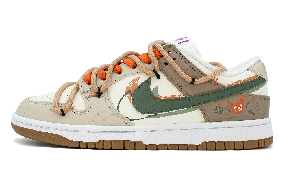 Nike Dunk Low-Top Skateboard Shoes Women's Beige Brown