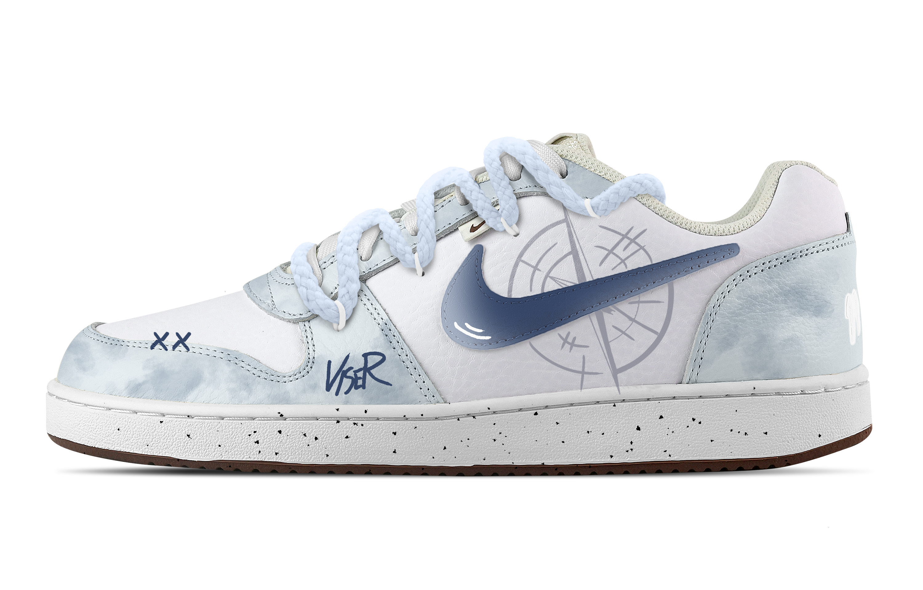 Nike EBERNON Time Guide Abrasion Resistant Low top Skateboard Shoes Men's Light Blue