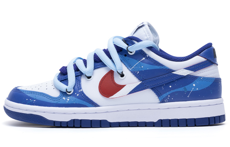 Nike Dunk White And University Red Low Top Skateboard Shoes Women's Blue White Red