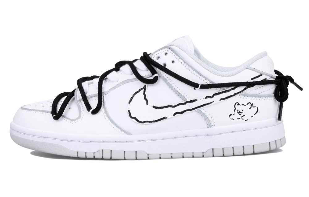 Nike Dunk Low Slip-Resistant Low-Top Skateboard Shoes Women's Gray White Black
