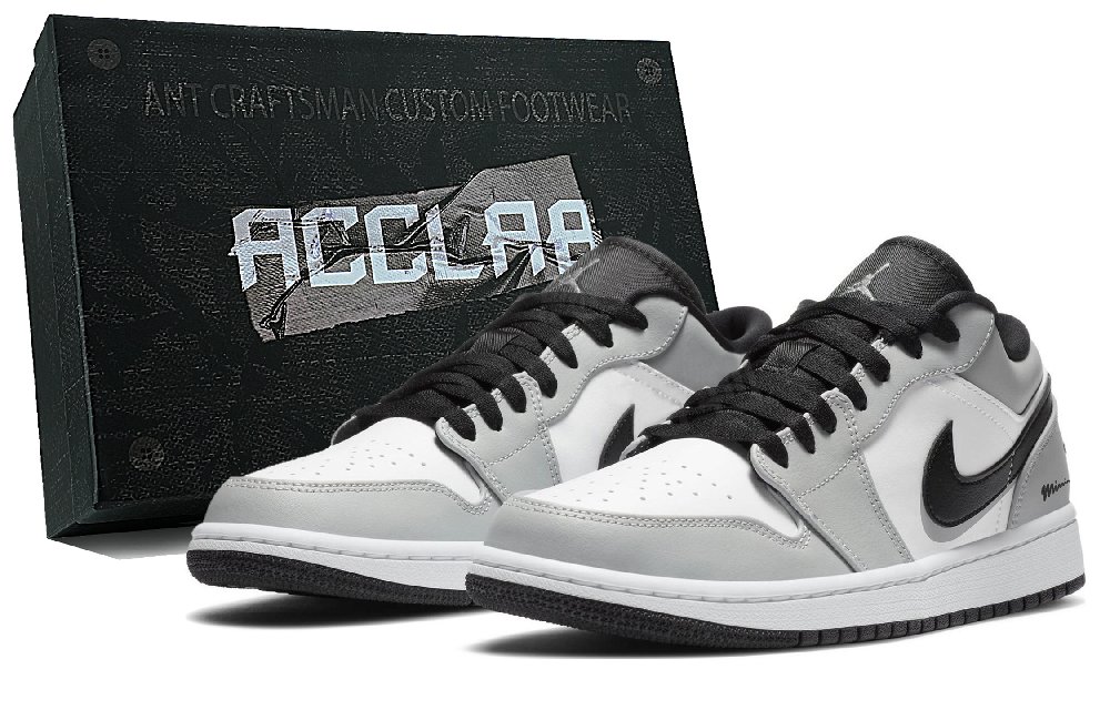 Jordan Air Jordan 1 Wear resistant And Lightweight Low Top Vintage Basketball Shoes Unisex Concrete Gray