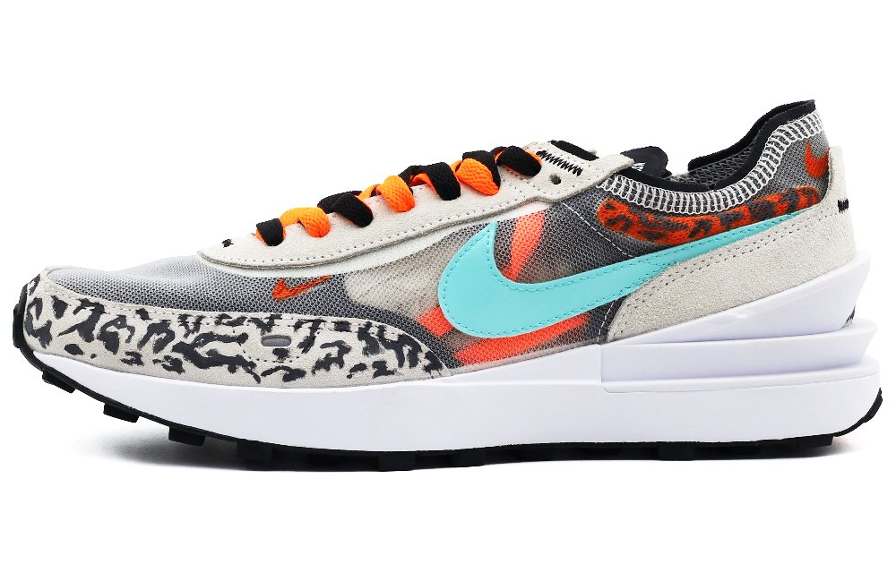 Nike Waffle One Anti-Slip Wear-Resistant Breathable Lightweight Low-Top Sports Casual Shoes Men's Orange Gray Cyan