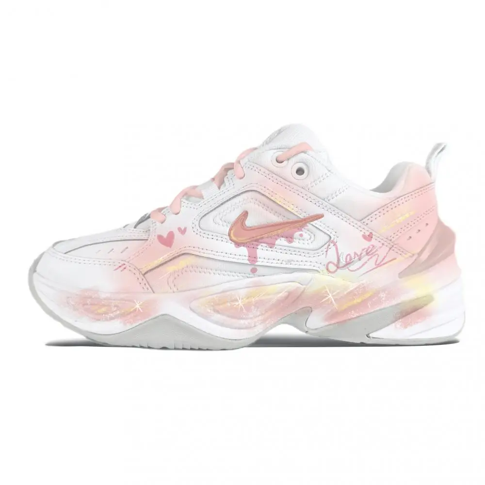 Nike M2K Tekno Peach Juice Bubble Abrasion Resistant Breathable Low Top Chunky Sneakers Women's White
