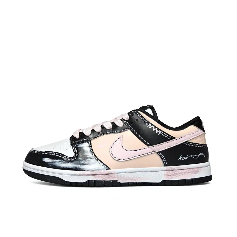 Nike Dunk Abrasion Resistant Low top Skateboard Shoes Unisex Black Pink