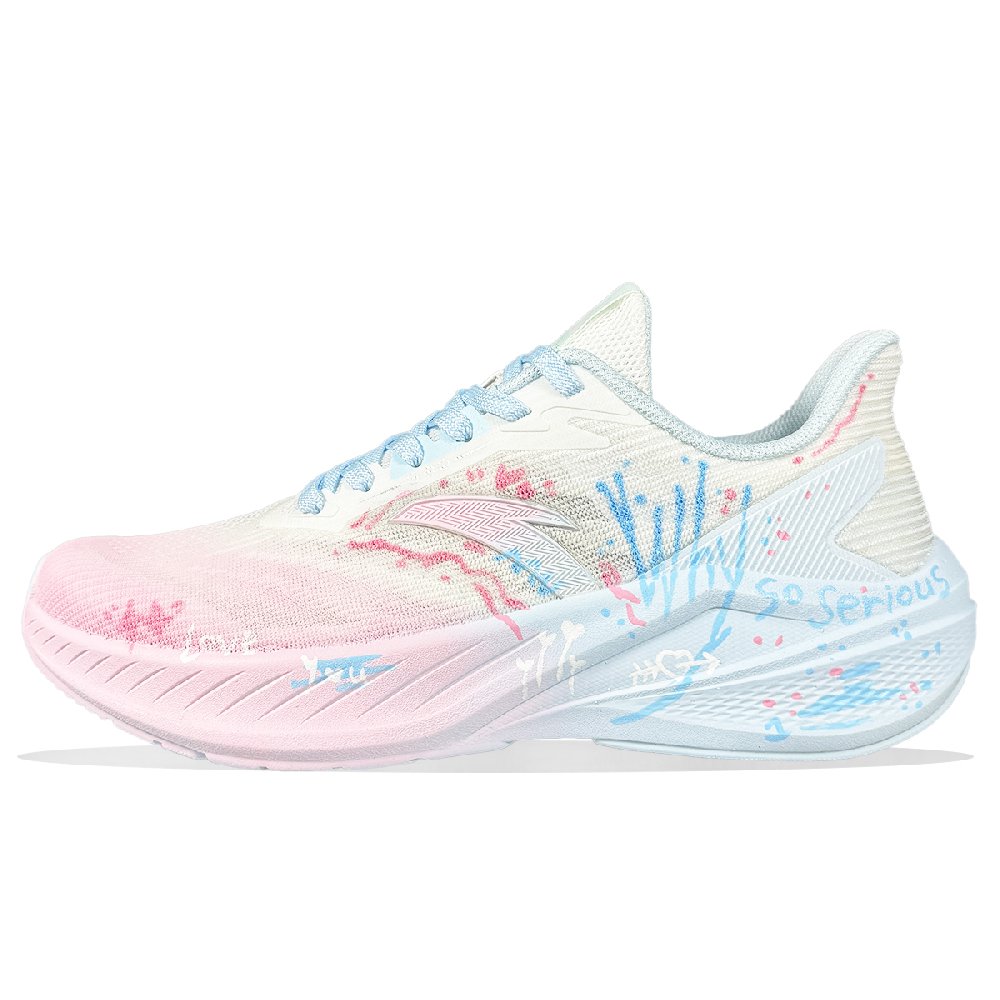 Anta Lingwind Breathable Lightweight Height Increasing Low Top Casual Running Shoes Women's Blue Pink