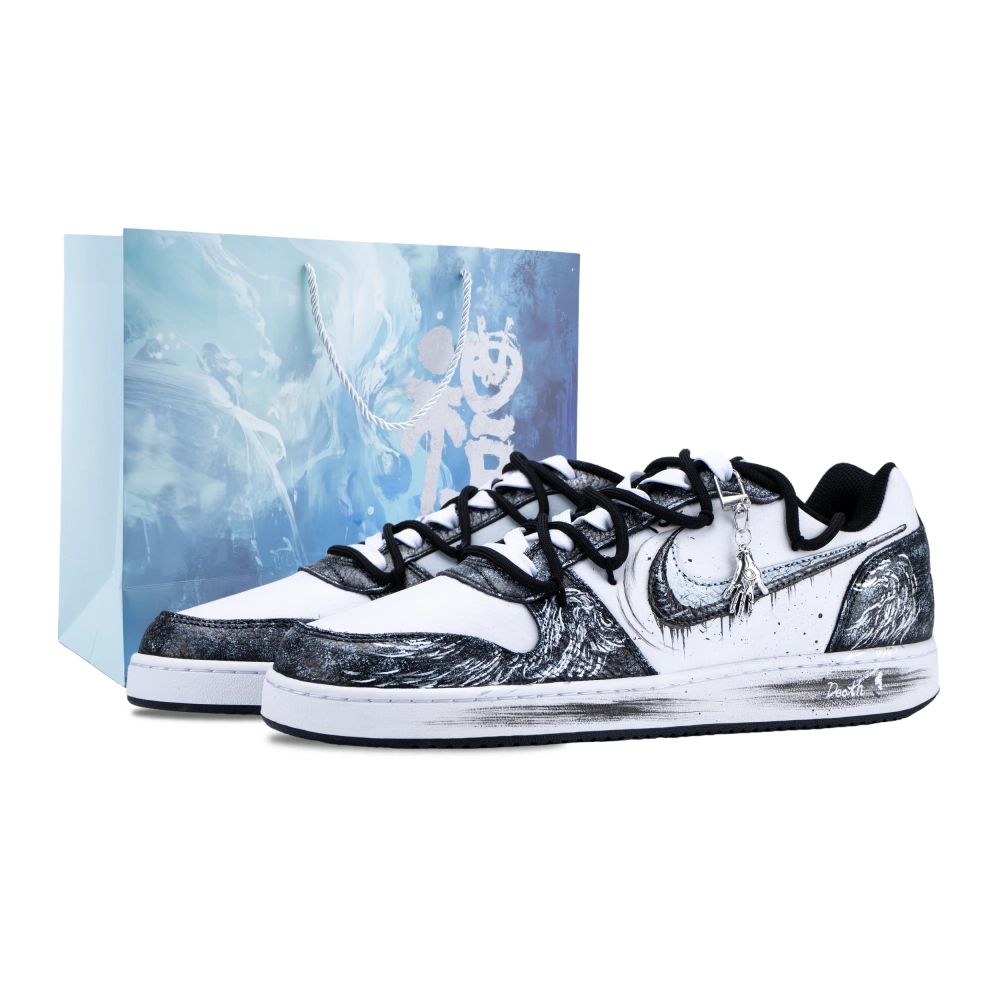 Nike EBERNON Death Scythe Slip Resistant Abrasion Resistant Low top Skateboard Shoes Men's Black White
