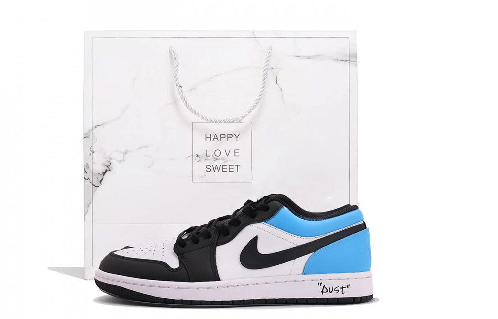 Jordan Air Jordan 1 Abrasion Resistant Coverage Low top Vintage Basketball Shoes Unisex Black Blue