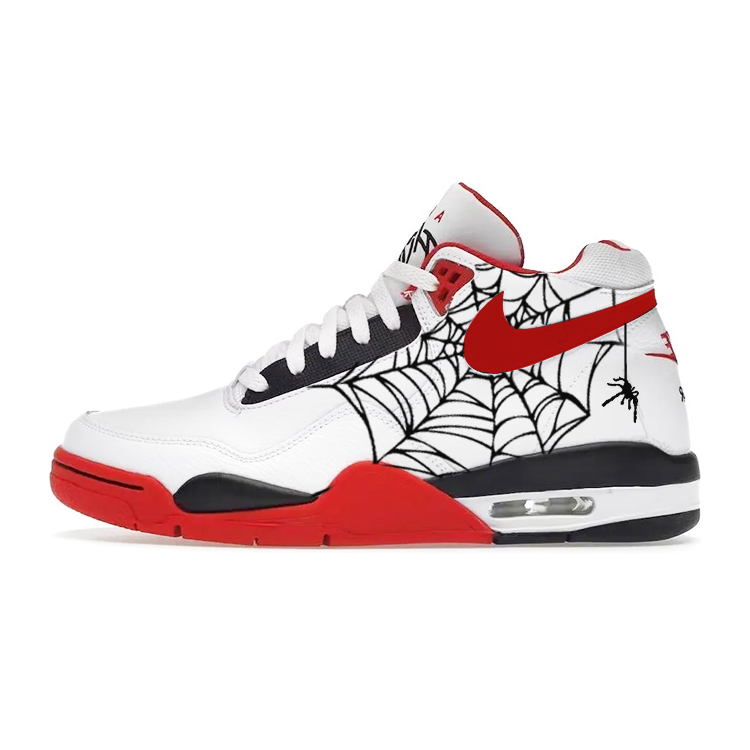Nike Flight Legacy Cushioned Slip-Resistant Mid-Top Vintage Basketball Shoes Unisex Red White