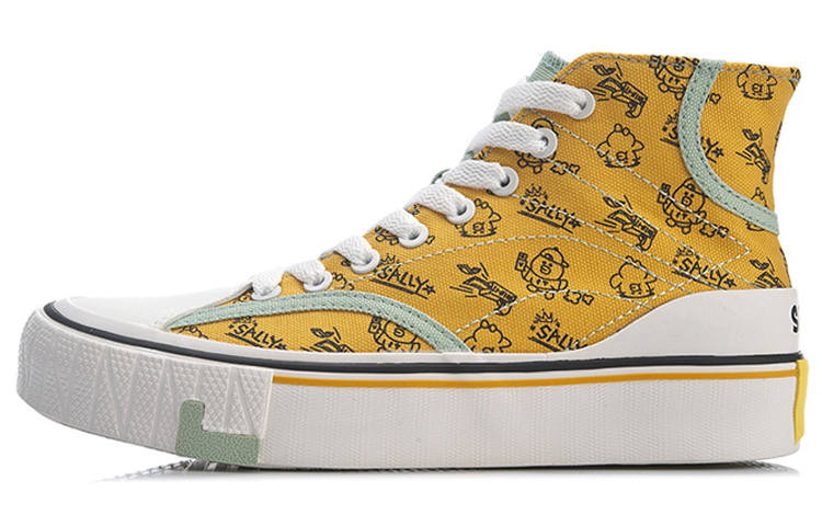 LINE FRIENDS x LiNing Wear-Resistant Coverage High-Top Canvas Shoes Women's Yellow